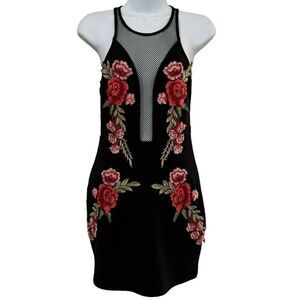 Forever 21 Black Floral Mini Dress Size Small